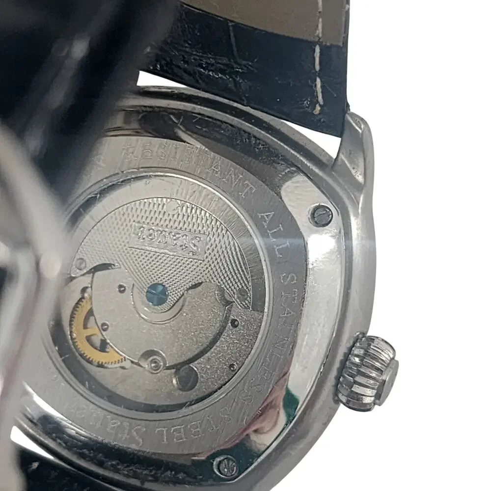 Stauer 1930 Automatic Men's Watch - Silver Dial, Black Strap